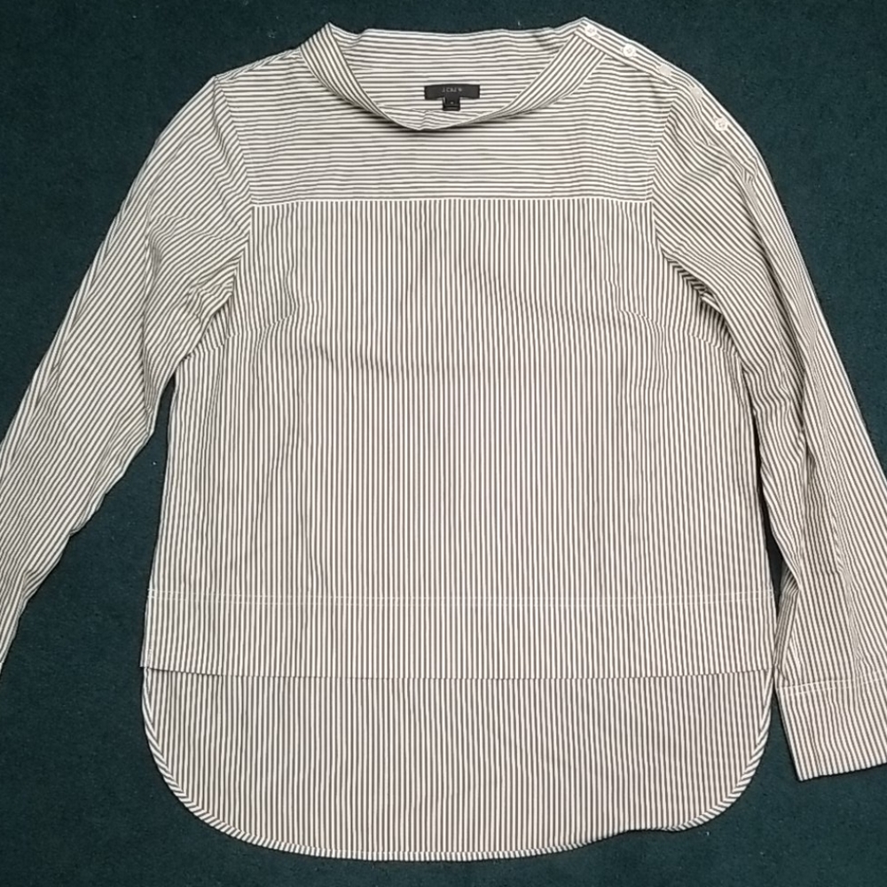 J. Crew mock neck striped shirt